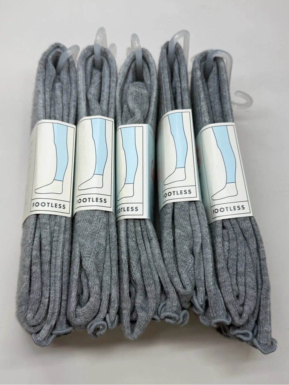 Cat & Jack Girls Footless Tights Size 4-6 Gray Ruffle Trim NWT Set Of 5